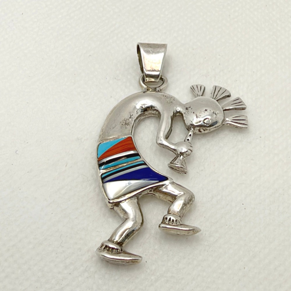 Kokopelli Pendant Channel Set inlay Vintage